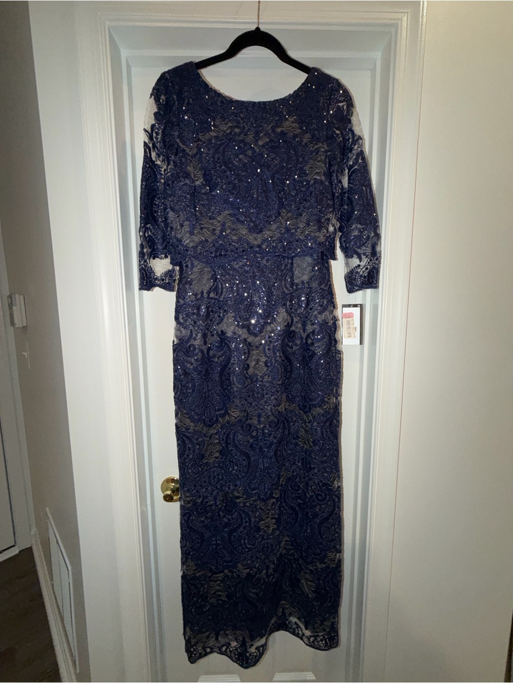 Eve Navy Blue and Gold Sequin Maxi Dress